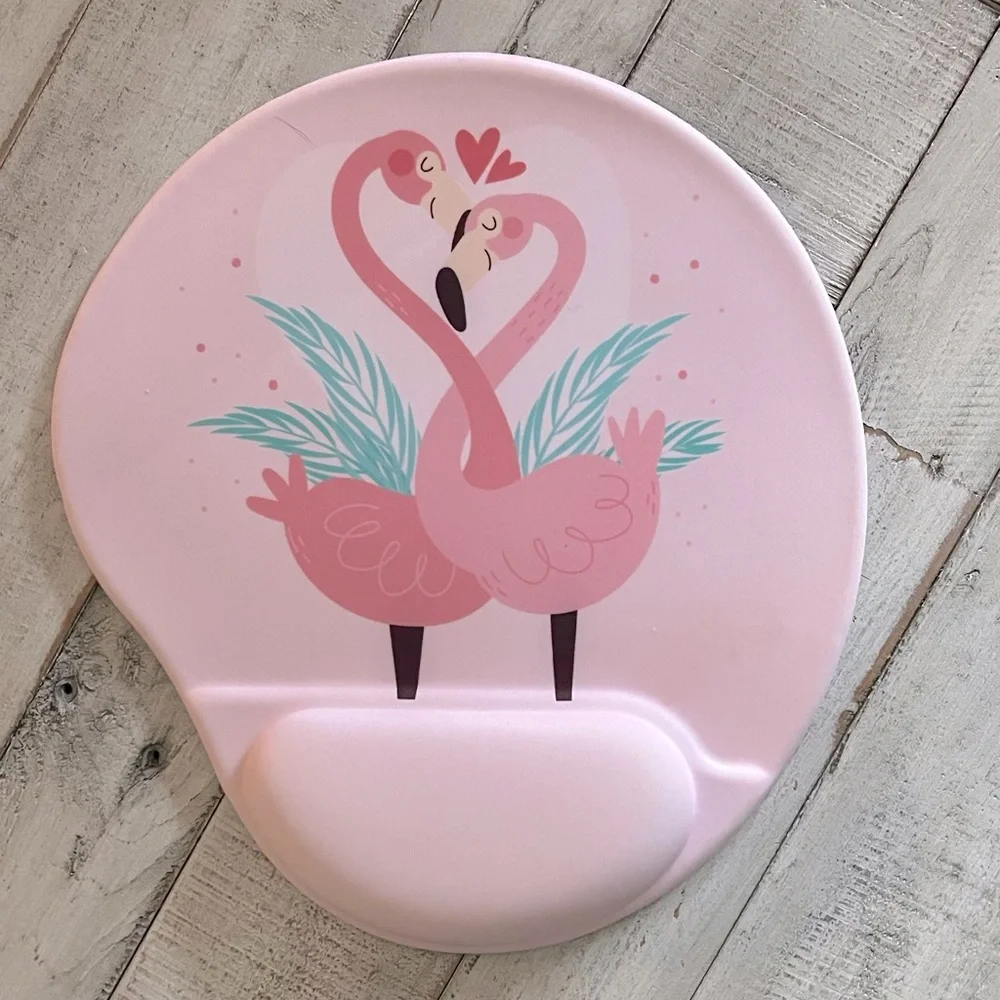 Pink Flamingo Ergonomic Mouse Pad Gel Wrist Support New